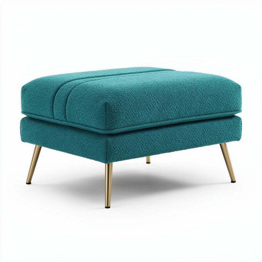 Hocker aus Stoff in türkis mit goldenen Metallbeinen 60 x 60 x 40cm