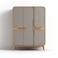 Holzschrank mit gestreiften Türen in grau 75 x 40 x 120cm für den Wohnbereich