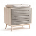 wickelkommode aus holz mit drei schubladen in grau und beige 80 x 50 x 90cm
