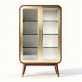 Vitrine aus Holz mit glastüren in goldfarben 100 x 50 x 180cm