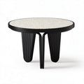 Runder terrazzo beistelltisch mit schwarzen stützen 80 x 80 x 45cm